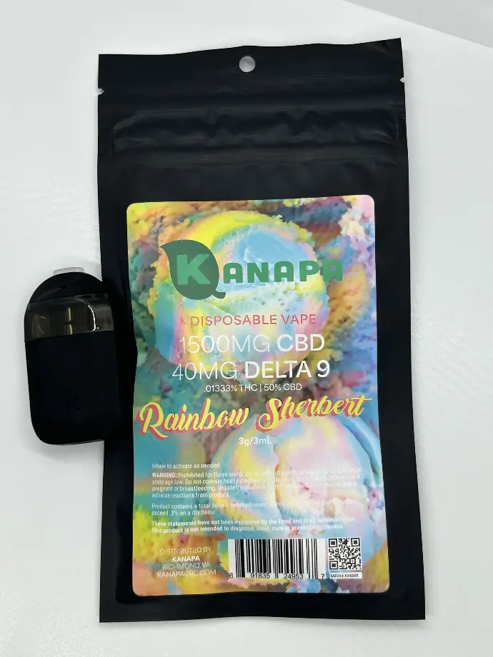 Kanapa Rainbow Sherbert 40mg THC 1500mg CBD Disposable  